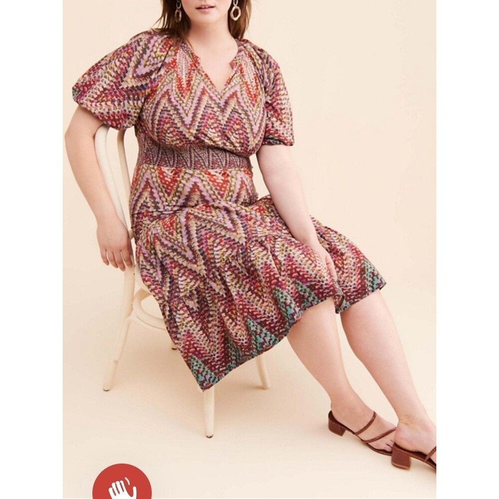 Anthropologie Conditions Apply Zig Zag Tiered Maxi Dress Womens size 20w - Picture 3 of 10